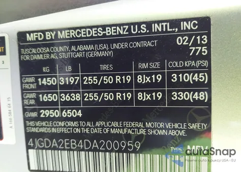 2013 Mercedes-Benz Ml 350 Bluetec 4Matic z USA, uszkodzony, nr VIN 4JGDA2EB4DA200959